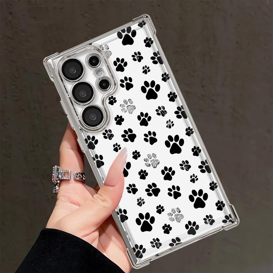 Case for Samsung Galaxy S25 S22 Ultra S24 S21 Plus S20 FE S23 S25Edge Phone Cover Cartoon Paw Print