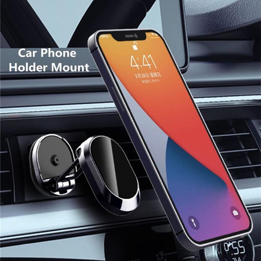 360 Rotating Folding Magnetic Mount Car Phone Mount Navigation Car Mount Phone GPS Support IPhone 13 12 XR Xiaomi Mi Huawei Samsung