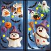 Transparent Window Murals 2Pcs Cute Ghost Halloween Static Stickers, PVC Waterproof Cartoon Pumpkin Bat And Decals Star Glass Decals, Reusable Clings