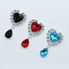 25X45Mm Metal Peach Heart Flat Brooch Pendant Red Wine Diy Jewelry Accessories