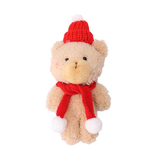 Плюшевый медведь Рождественское украшение Маленький мягкий медведь в вязаной шапке и шарфе Милые животные Настольное украшение для рождественских сувениров
