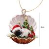 Decorative Shell Sleeping Dog Christmas Ornament 2D Xmas Dog Keychain  Christmas