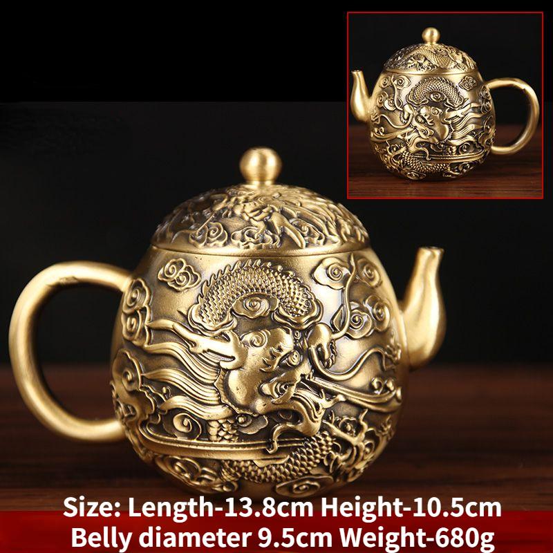 Чайник из матовой латуни, чайник для воды, домашний чайный сервиз, медная посуда, креативные украшения для чайника, изделия ручной работы