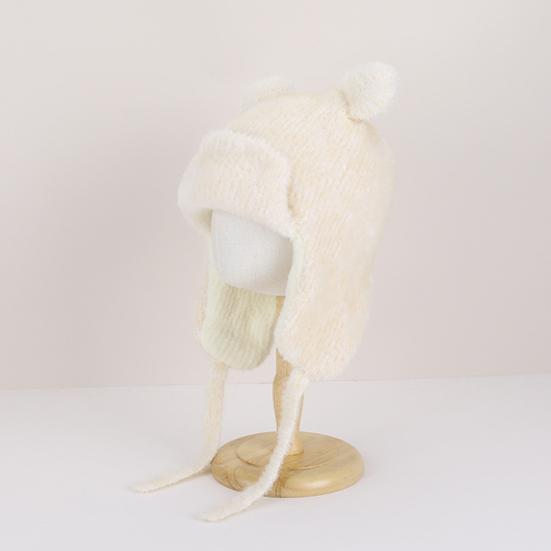 Детская шапка с ветрозащитной веревкой, мультяшная форма медведя, мягкий плюшевый подклад, эластичная теплая шапка, зимний головной убор для мальчиков и девочек