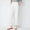 Women's White High-Waist Straight-Leg Casual Trousers