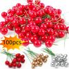 100Pcs Christmas Decoration Artificial Berries  for Wedding Christmas Decoration