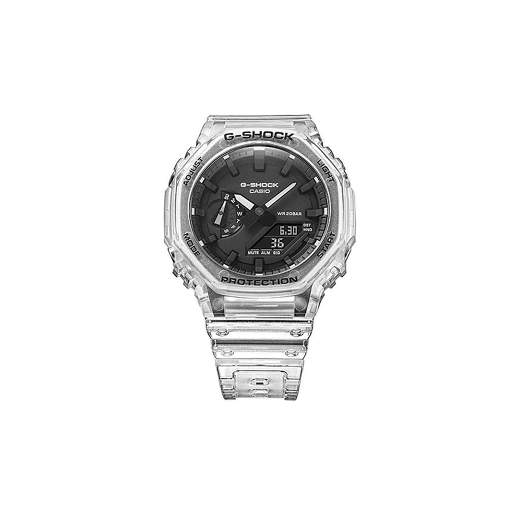Casio Мужские часы с ЖК-дисплеем и аналоговым двойным дисплеем, серия Black, GA-2100SKE-7A(Watch3--)