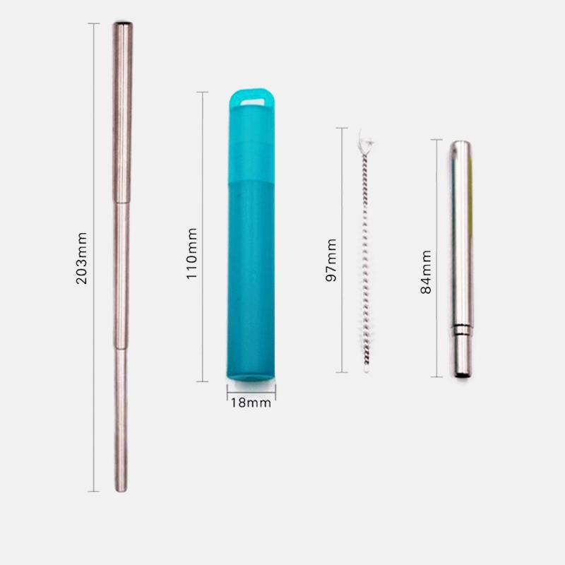 Телескопическая металлическая соломинка для питья, складная многоразовая соломинка, портативная соломинка из нержавеющей стали с футляром для путешествий на открытом воздухе