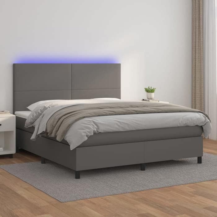Maison Exclusive - Sommier à lattes de lit avec matelas et LED Gris 160x200 cm