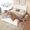 Lit Double - MUVOE - 140 X 200 Cm - 2 Tiroirs - Matelas Inclus - Design Contemporain