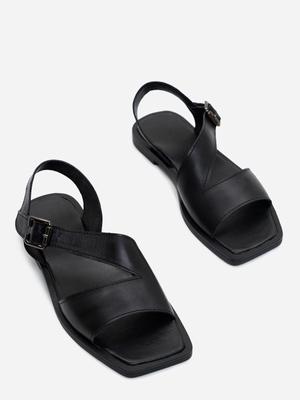 Черные низкие босоножки с квадратными носками ISSA Plus