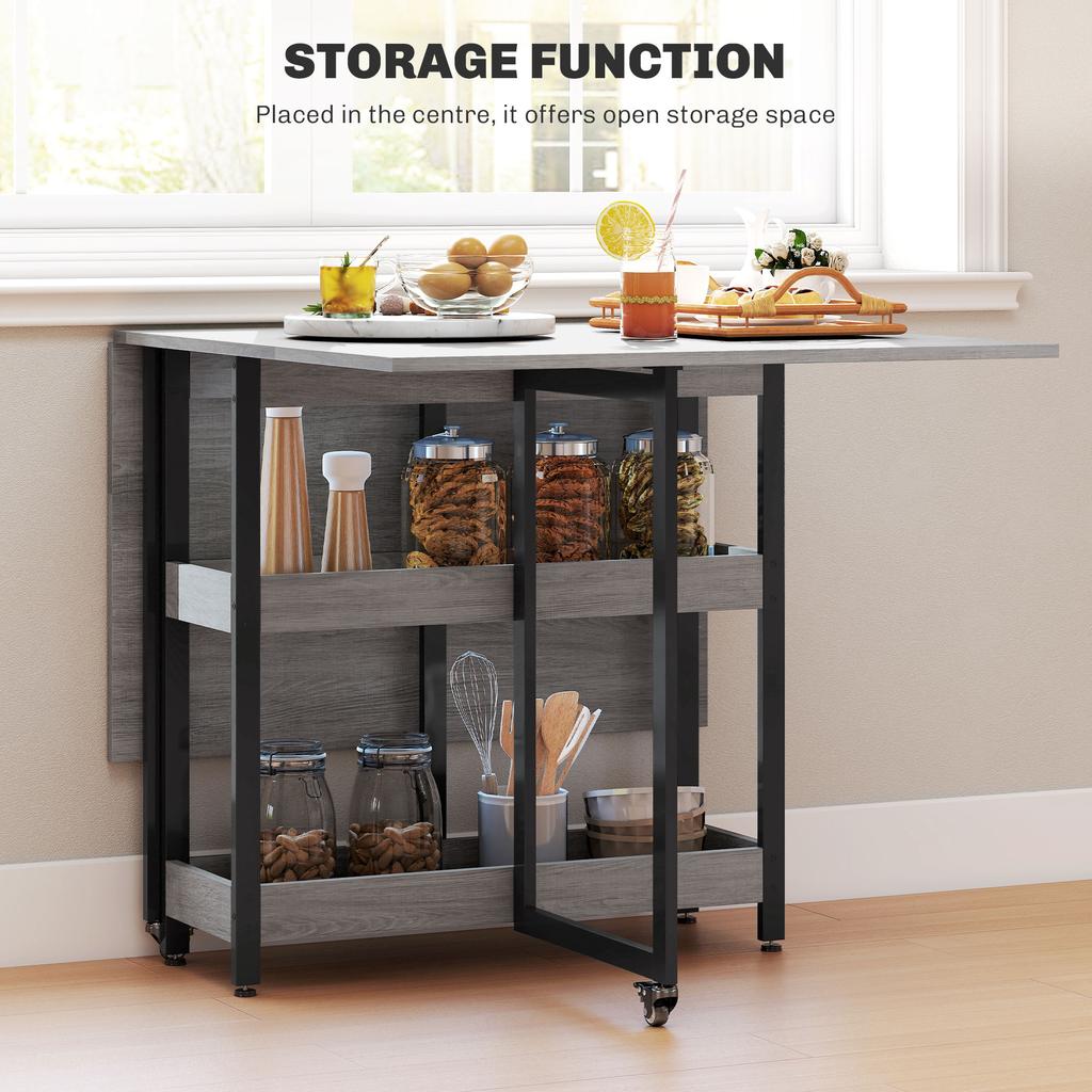 Four Person Drop Leaf Table Grey Wood Effect
