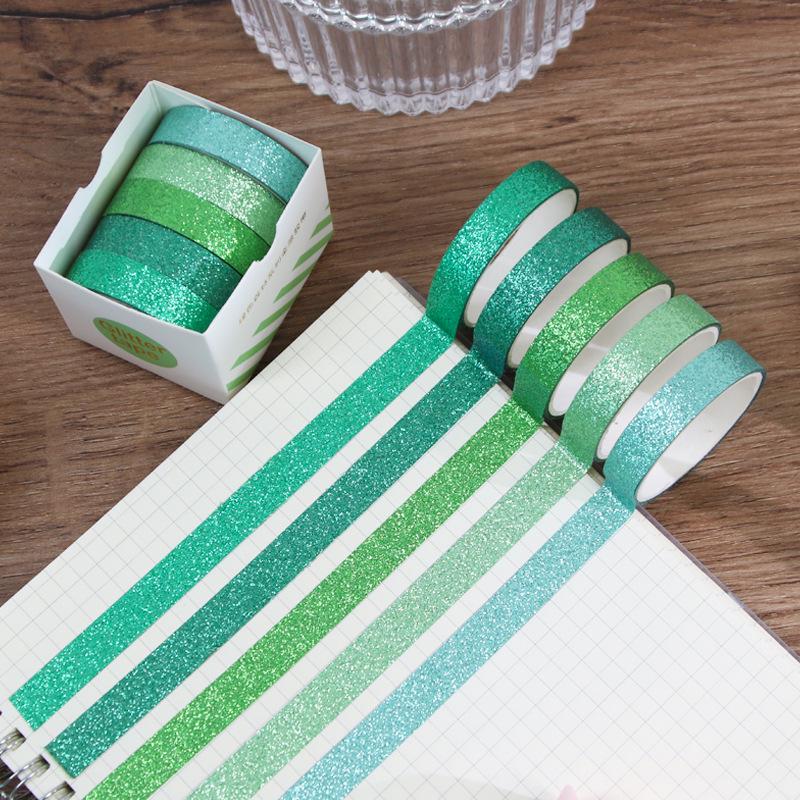 Glitter Tape Set for Creative DIY: Stationery Stickers for Student Diaries & Notebooks