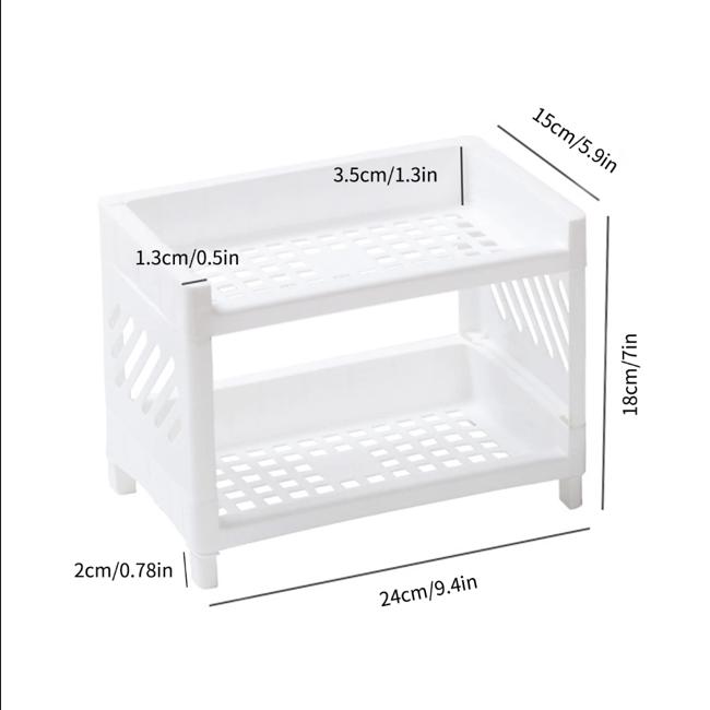 1PC PP Desktop Double Layer Storage Rack Rectangular Organizing
