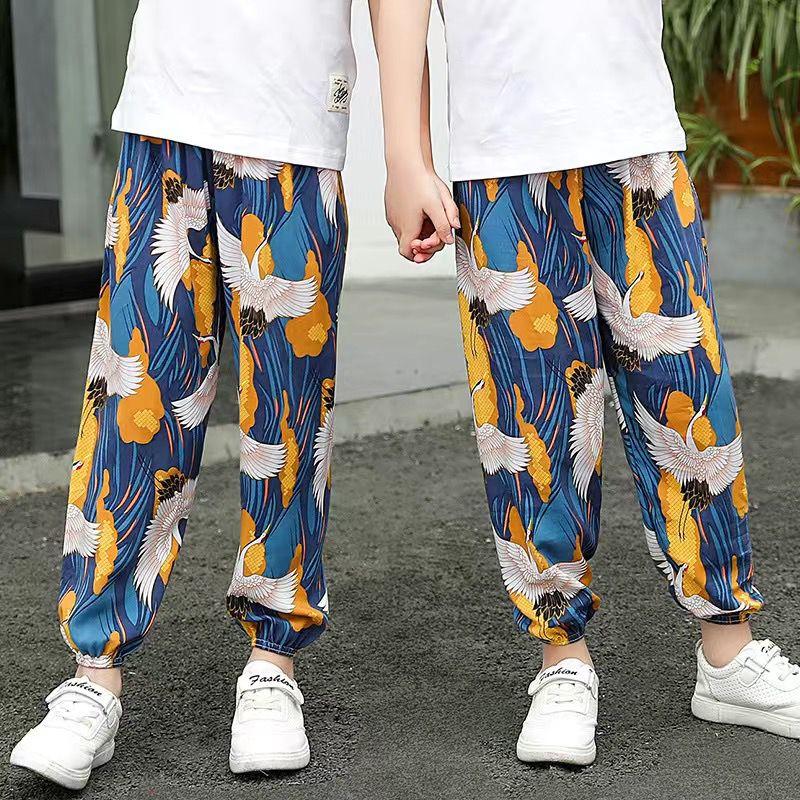 MAITA Kids Pants Spring Boho Printed High Waist Casual Lantern Trousers Joggers Child Fitness Sweatpants