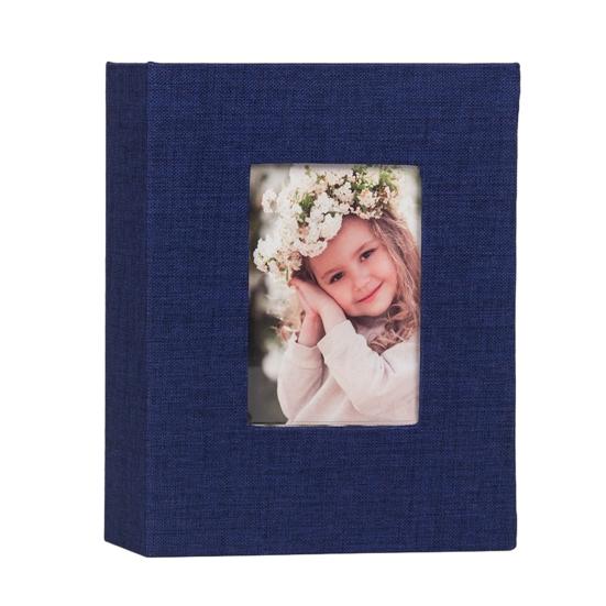 Фотоальбом Льняная обложка Фотоальбом с передним окошком 100 фотографий 4x6 Вставные фото