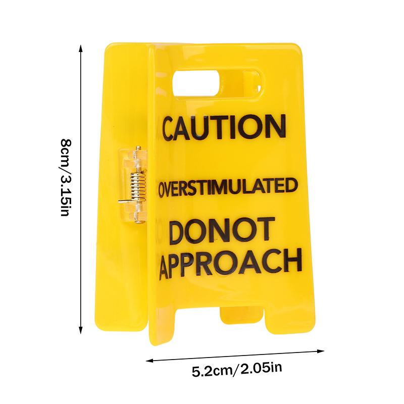 Overstimulated Caution Sign Hair Claw Clip,Yellow Caution Hair Clip,Do Not Approach Sign Hair Claws Hair Clips,Funny Gag Gift Fo