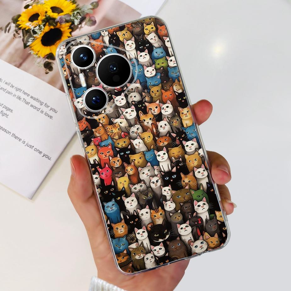 Чехол для Huawei Pura 70 Милый мультяшный расписной чехол Прозрачный силиконовый чехол для телефона Для Huawei Pura 70 Pro Plus Pura70 Pro + Мягкий чехол