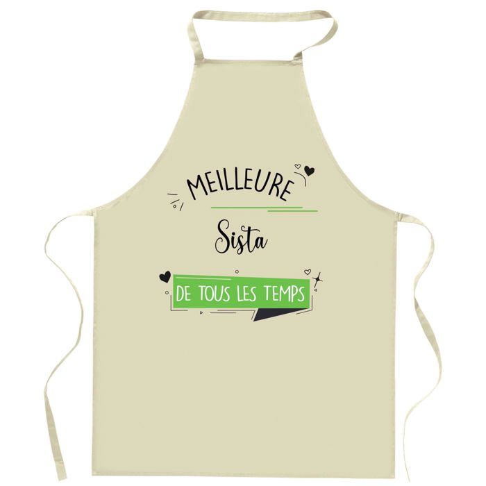 Tablier de cuisine - Sista Meilleure de tous les temps - Impression bretonne - Coton résistant - Imprimé en France