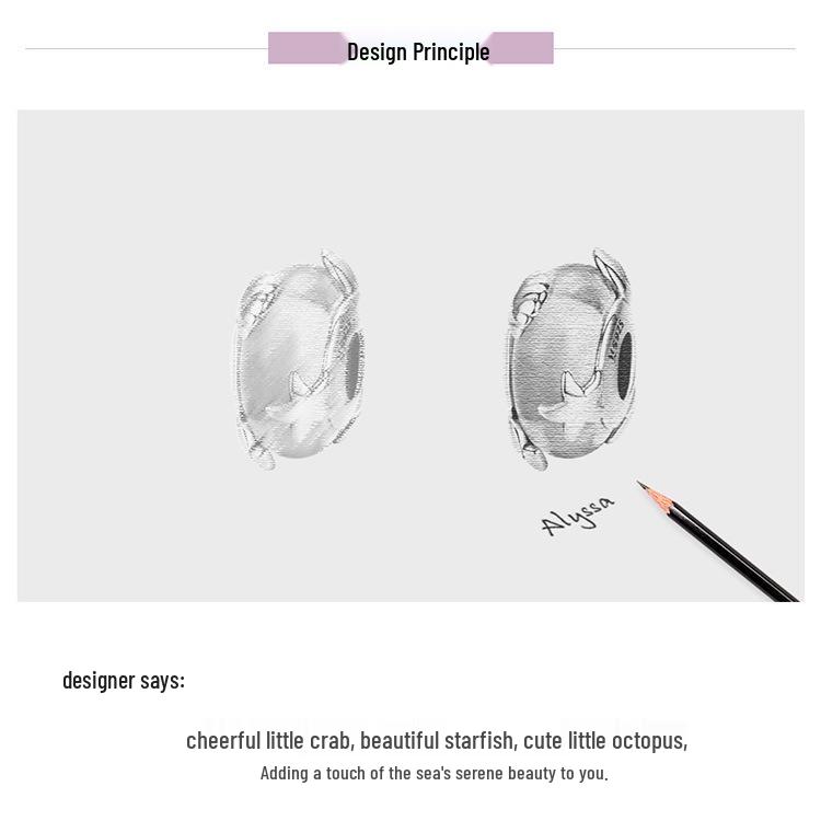 Ювелирные изделия из стерлингового серебра 925 пробы с бисерным стеклом «Океанский мир»