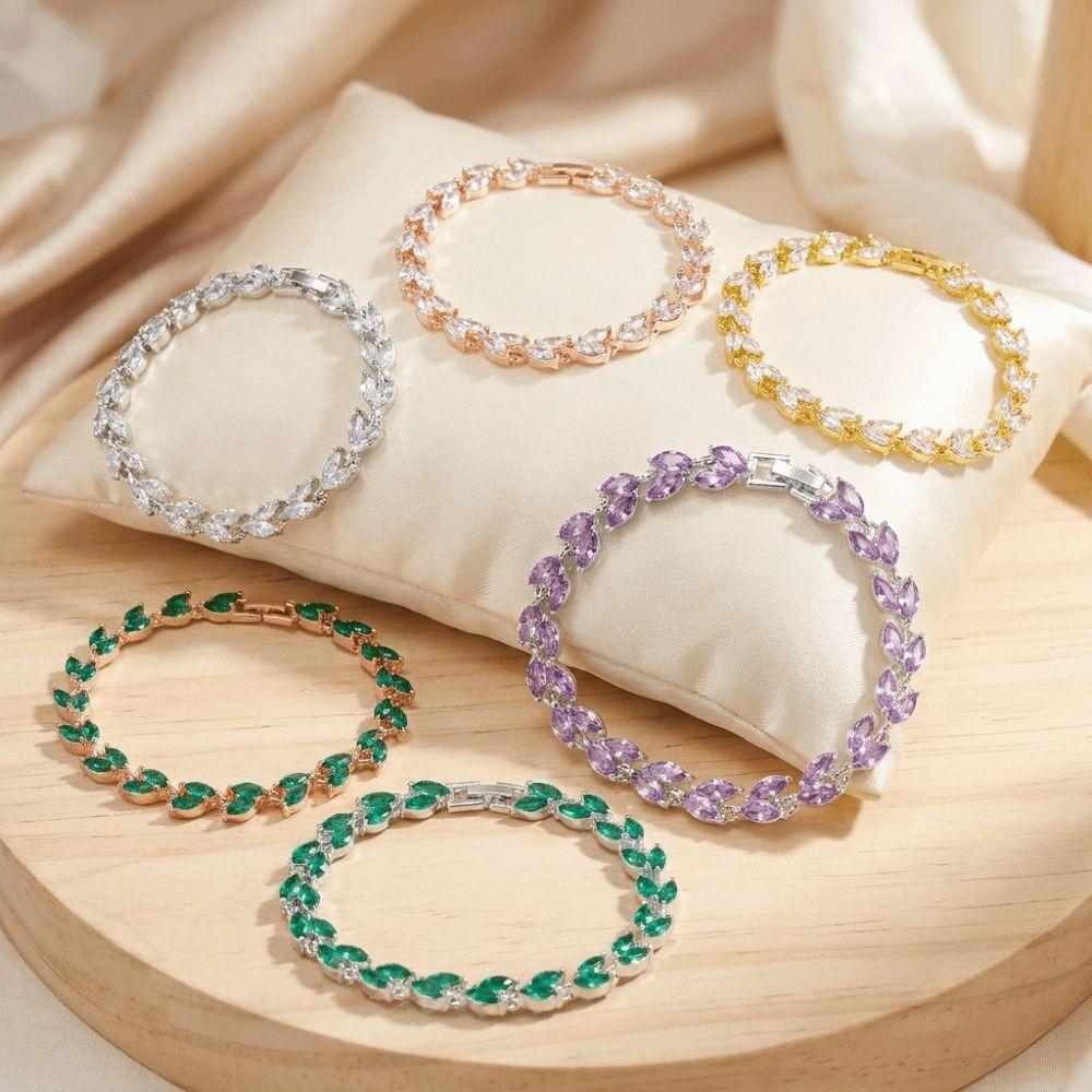 Colored Zircon Chain Bracelet Light Luxury Hand Jewelry Unique Women Bracelet Daily Wear