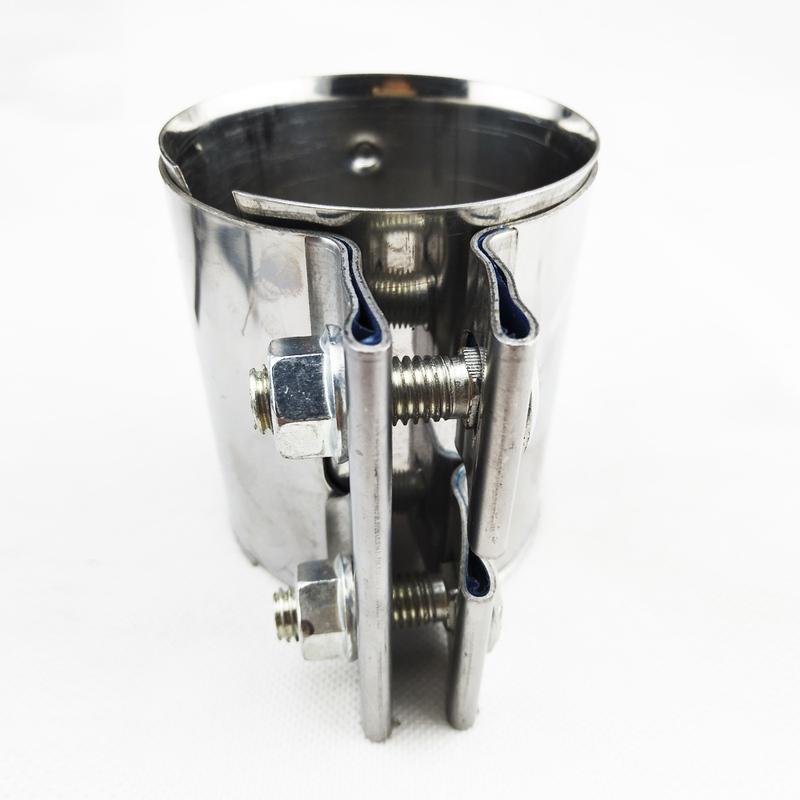 Stainless Steel 1.65-3.0"Exhaust Pipe Connector Tube Adapter Joiner Sleeve Clamp Exhaust Tube Pipe Connector Joiner Length 87mm