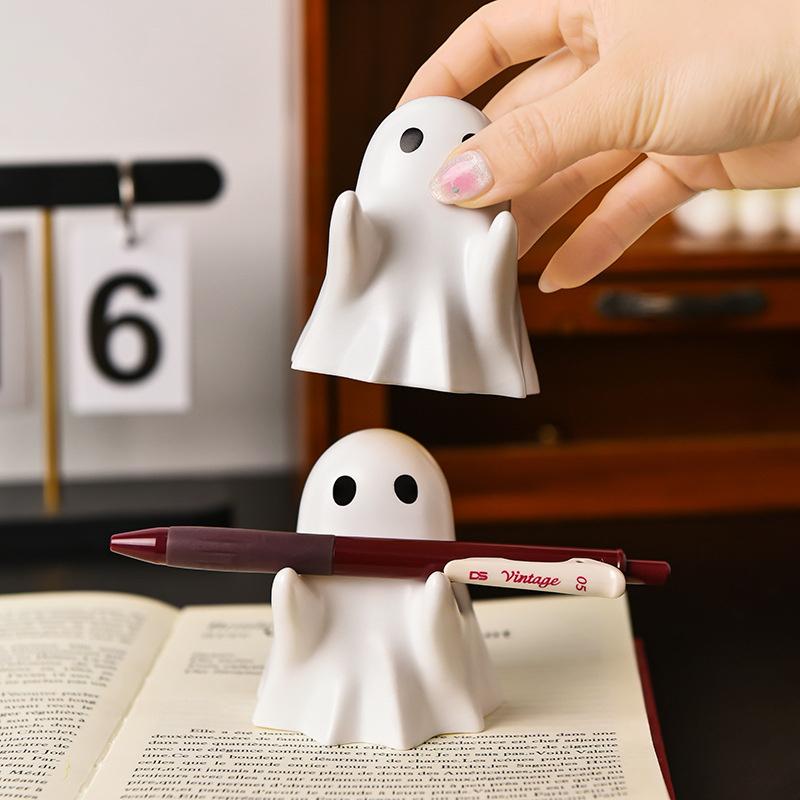 Spooky Ghost Pen Holder Cute Ghost Decor Creative Desk Ornament Quirky Adorable Pencil Stand