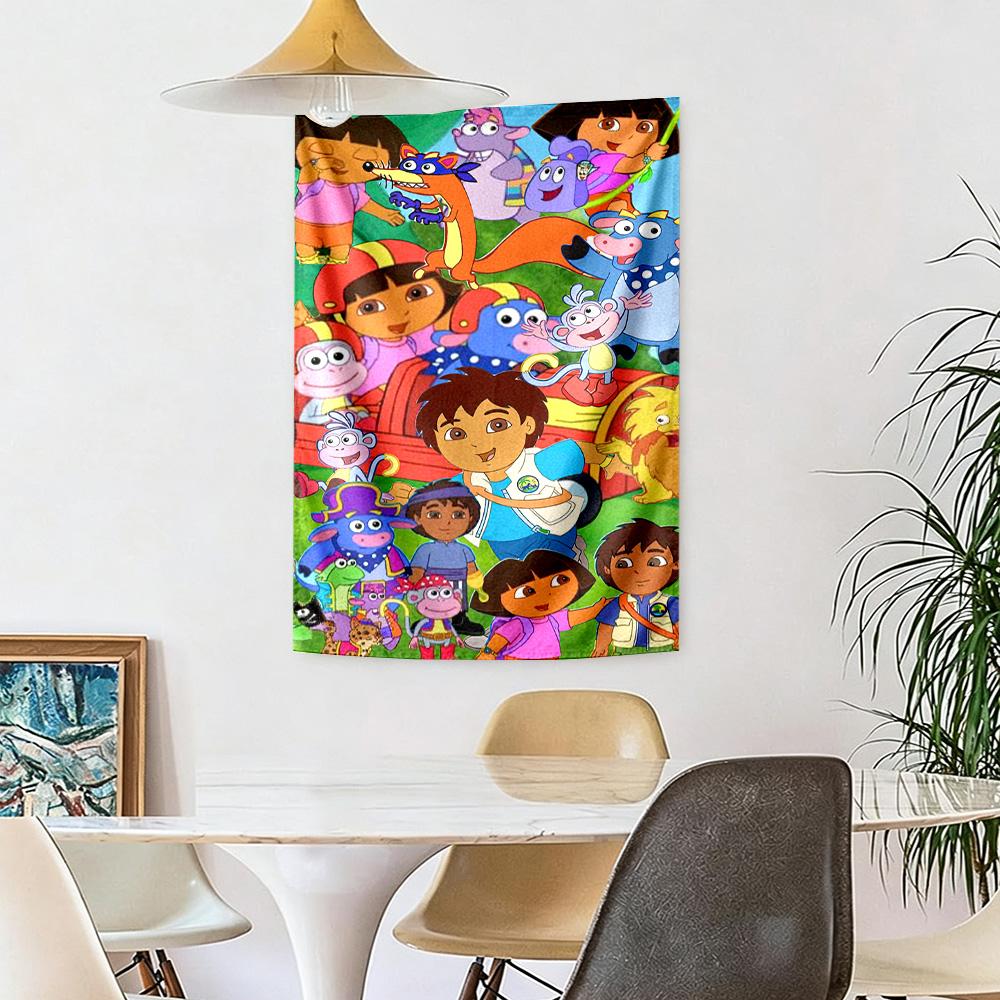 Dora Explorer Wall Decor Tapestry Art For Pet Memorial Birthdaywedding Party Backdrop Family Gift