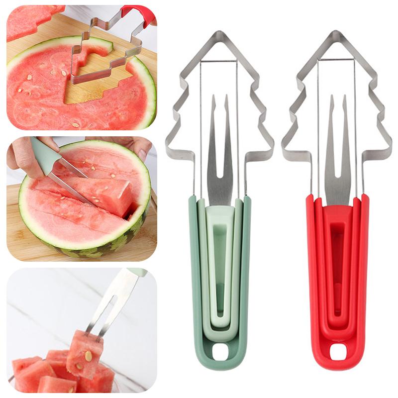 Watermelon Cutter, 3-In-1 Melon Slicer Cutter Tool, Stainless Steel Watermelon Fork Slicer Cutter, Watermelon Knife For Home