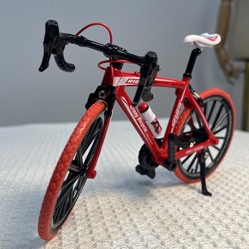 1:8 Mini Model Alloy Bicycle Diecast 19cm Metal Finger Adult Red Mini Bike Simulation Collection Gifts Toys Girls 14+