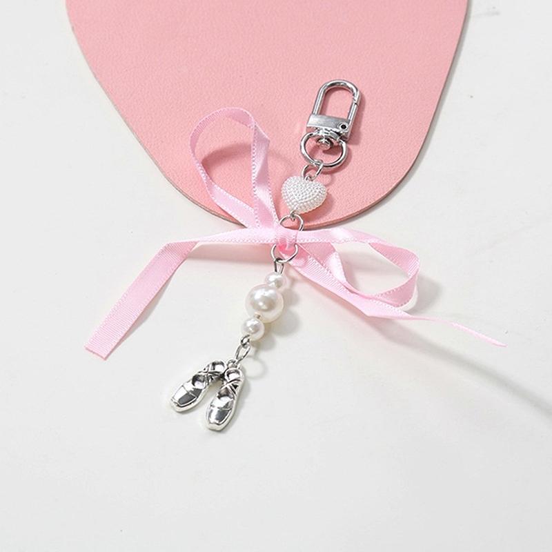 Брелок с жемчужными бусинами, милый, крутой бант, лента, телефон, кулон, чехол для наушников, подвески, сумка, декор, автомобильный брелок