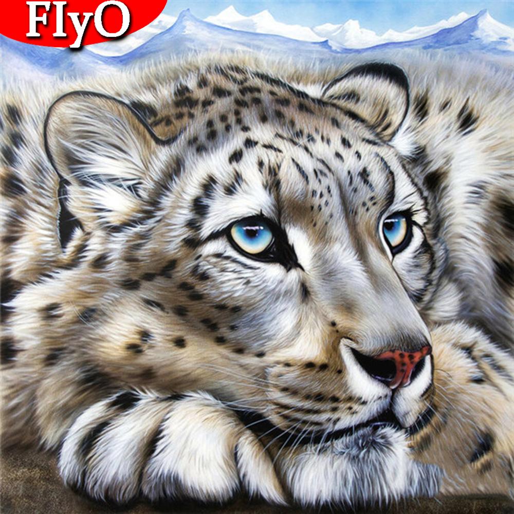 Алмазная картина Леопардовый снег, полная квадратная вышивка крестиком, Алмазная вышивка, мозаика с животными, ремесленное украшение дома
