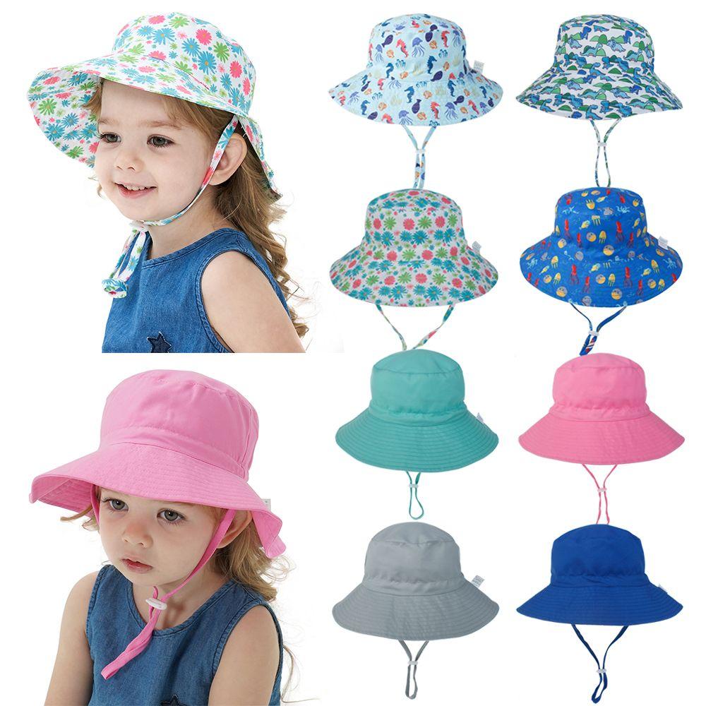Wide Brim UV Protection Swimming Hats Baby Sun Hat Beach Cap Bucket Hat with Adjustable Chin Strap