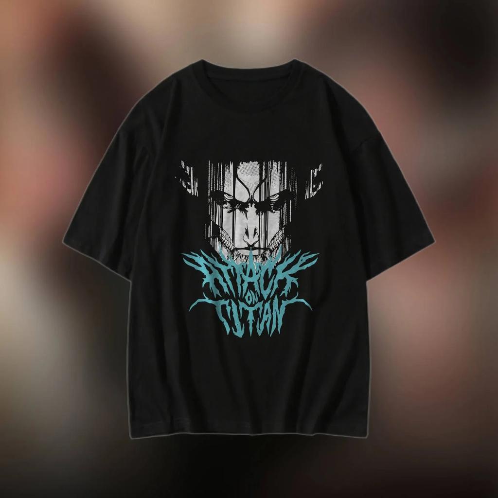Мужская футболка 2025 года с принтом «Атака титанов», хлопковая, аниме, с коротким рукавом, повседневная, уличная, Y2K, летняя, женская, оверсайз, одежда, топы Харадзюку