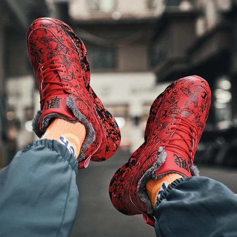 Мужские ботинки 2024 года, новые зимние тапочки, теплые мужские туфли, водонепроницаемые нескользящие плюшевые кроссовки, мужские теннисные туфли, ботинки, мужские кроссовки, зимние