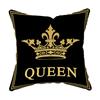 Черный и Золотой Король и Королева Буквы Квадратный Декор для Дома и Офиса Наволочка Подушка Мягкий и Невыцветающий