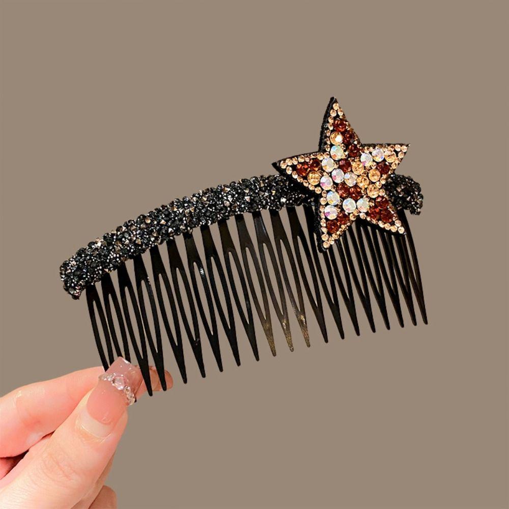 Acrylic Rhinestone Star Hair Comb Pentagram Star Extra Hair Holder  Daily