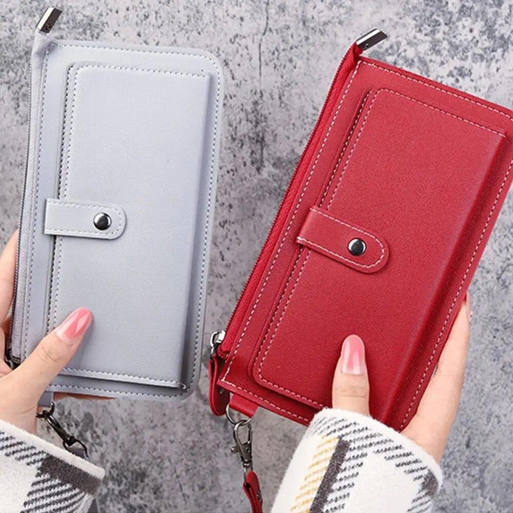 Women's Wallet Multi-functional Fashion PU Leather Long Zipper Wallets Multi-card Position Clutch Buckle Tassel Student Wallet