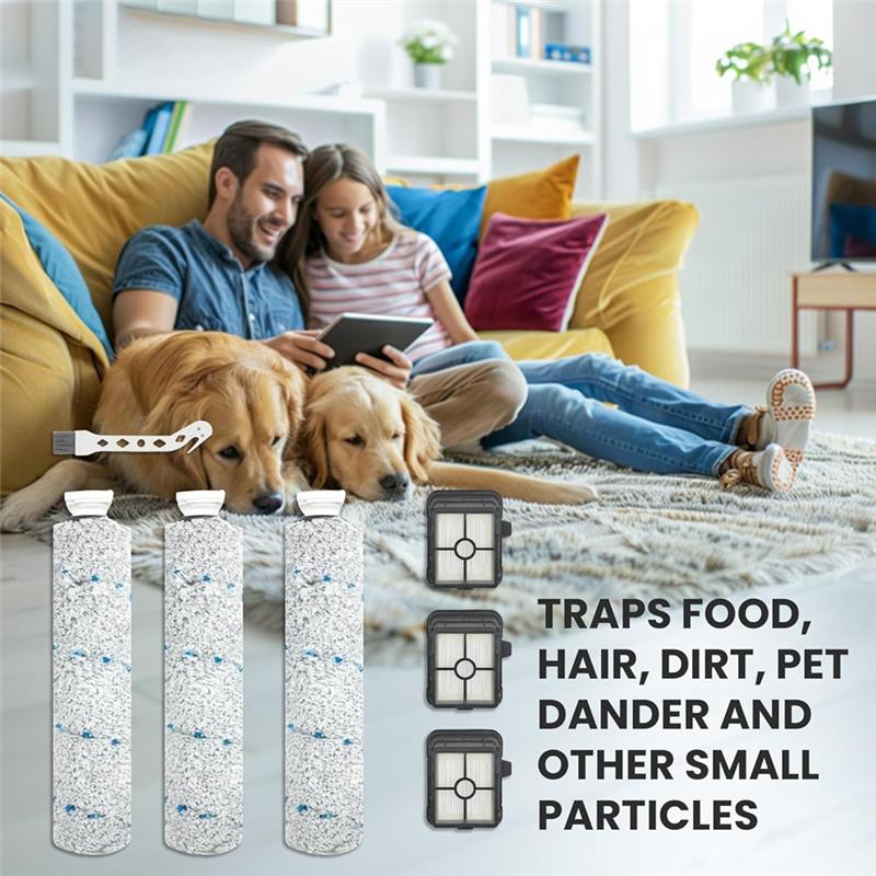 A65T-3 Упаковка Щеточных Валиков для Разных Поверхностей 2787 и Фильтров для Пылесоса 1866 Совместимые с Bissell Crosswave Max 2554 2590 2593