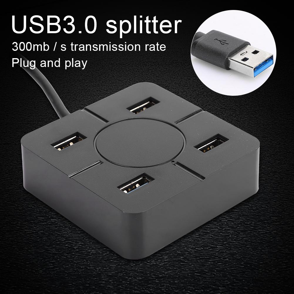 Hub USB3.0 Splitter 4 in 1 Docking Station 4 Port Multipurpose Laptop Accessory for ExpansionBlack