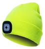 Led Beanie With Light-fluorescent Yellow,usb Rechargeable