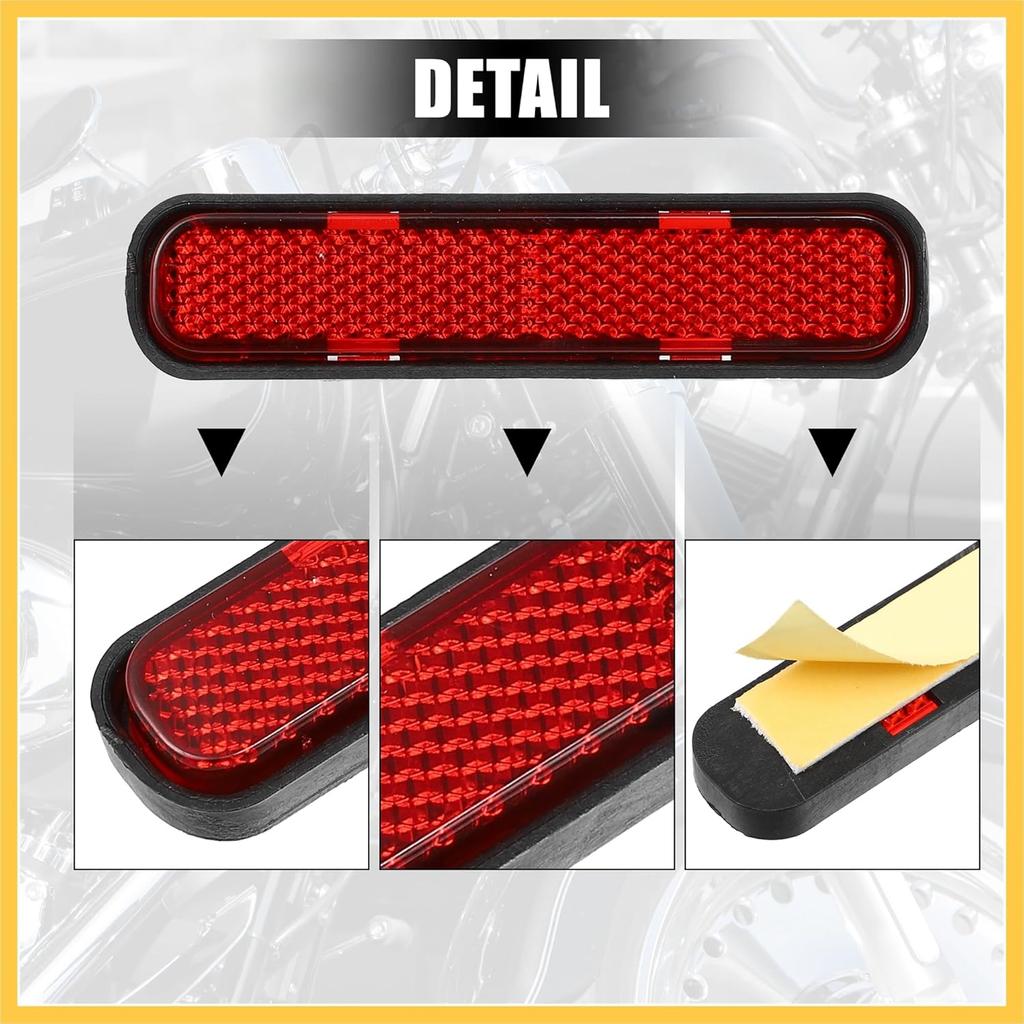 Front Lower Fork Reflector Sticker Rear Saddlebag Reflective Cover Universal Oval Red 2 Pcs Auto Replacement Parts