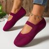 Leisure Sweet Flats for Women Summer Slip on Round Toe Classic Shoes for Women Solid Elastic Band Flock Platform Flats Plus Size