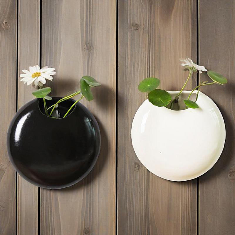 1шт керамический цветочный горшок аксессуары для цветочной композиции настенный цветочный горшок круглая настенная подвесная ваза 11.3x11см