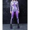 3D Digital Printing Stage Performance Costumes Adults Halloween Events Carnival Theme Party Cosplay Outfit Pretend Game Jumpsuit