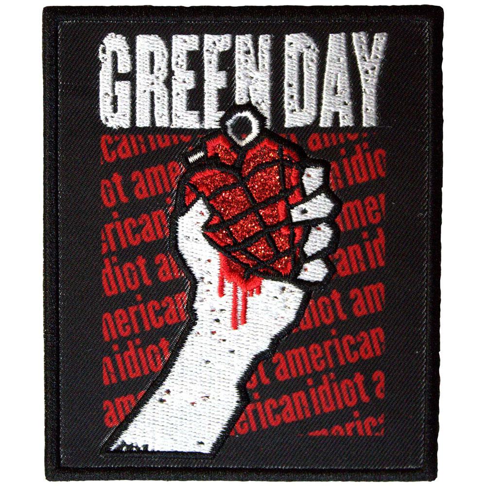 Green Day American Idiot Woven Text Repeat Iron On Patch