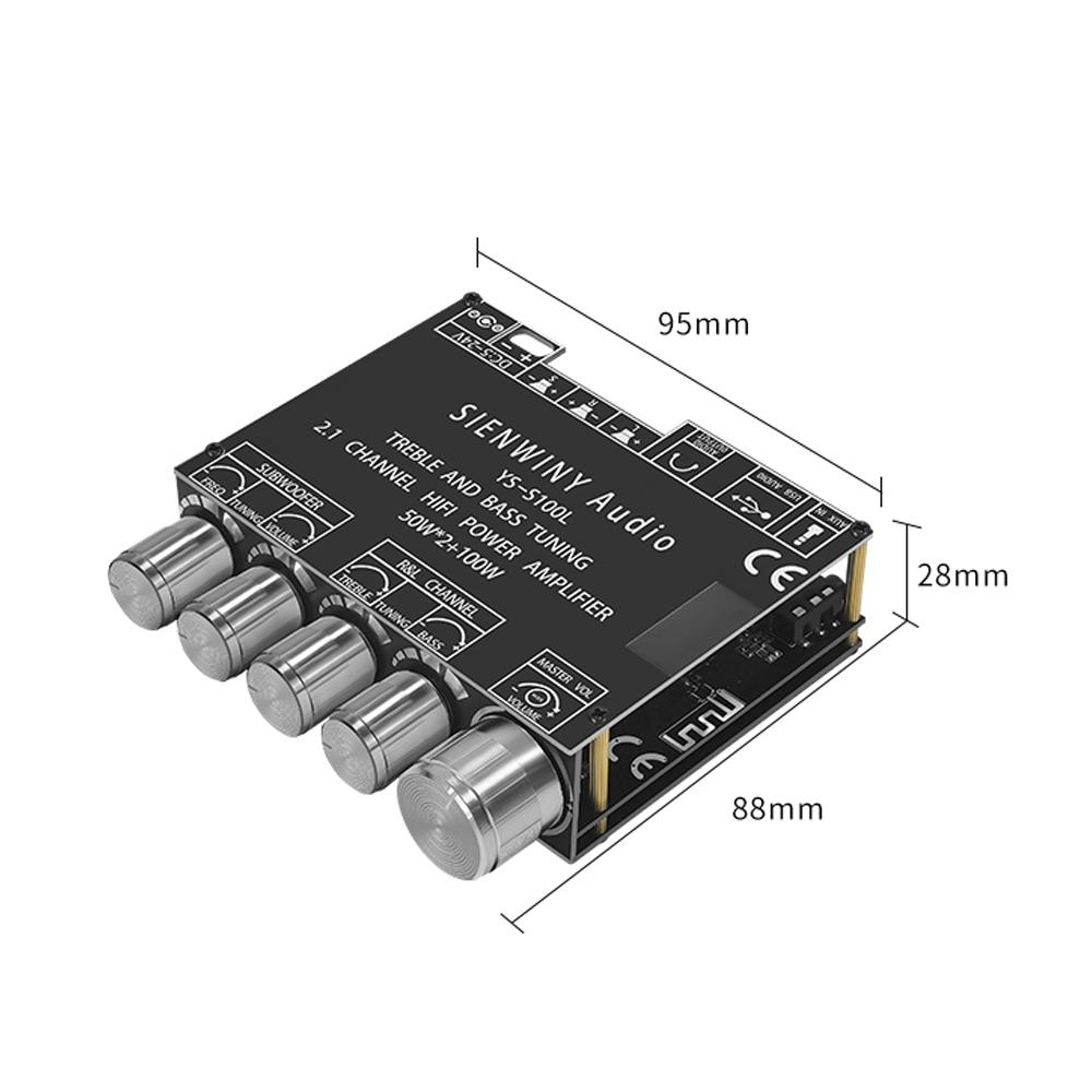 BT5.0 интеллектуальный 2,1-канальный усилитель звука стерео сабвуфер плата 50 Вт + 50 Вт + 100 Вт высокие басы
