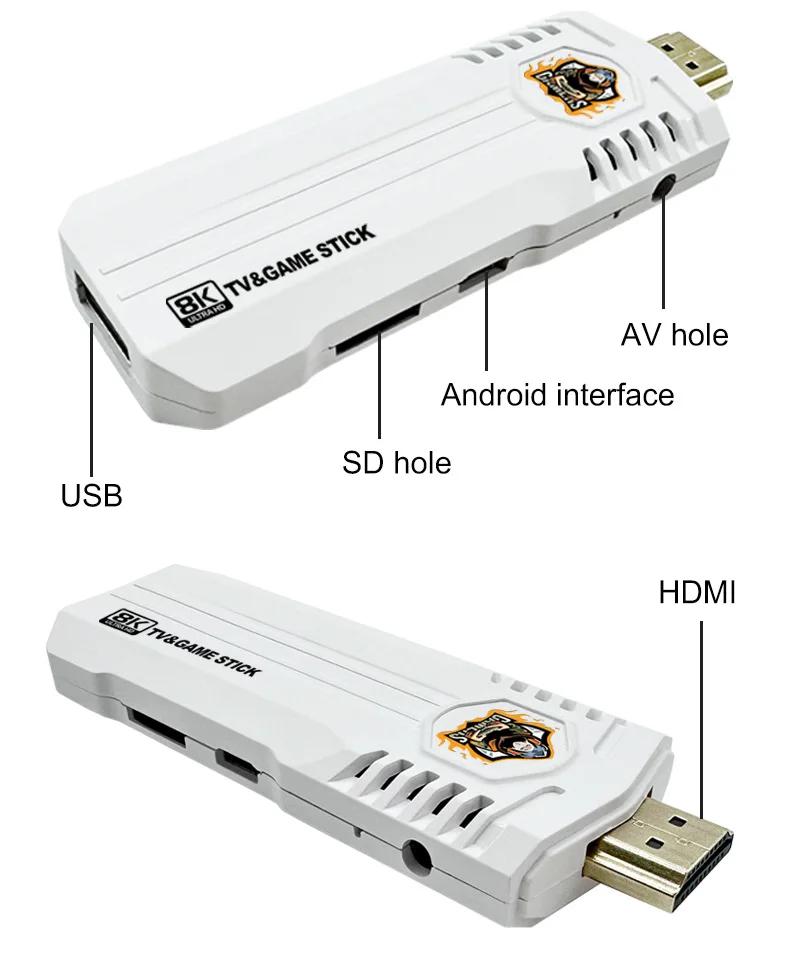 2024 Mini K8 Pro Retro 8K HD TV Video Classic Game Stick Dual System Wi-Fi Android12.1 ATV 3D 40000+ Игровая консоль Беспроводная 2.4G