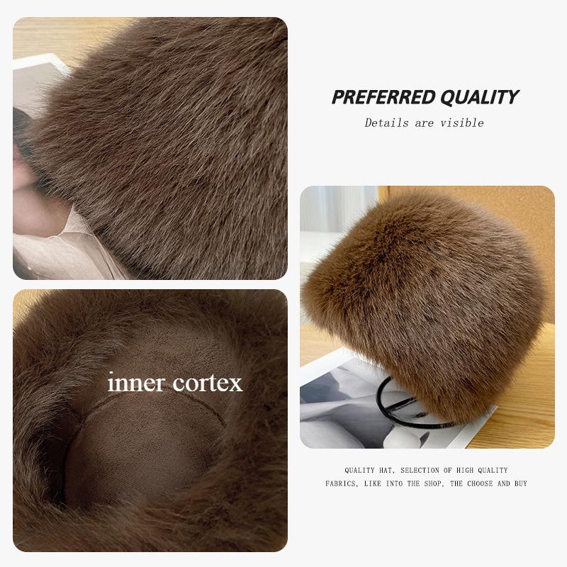 Теплая шапка из искусственного меха для женщин, осень-зима, японская толстая меховая шапка-ушанка, защищающая уши