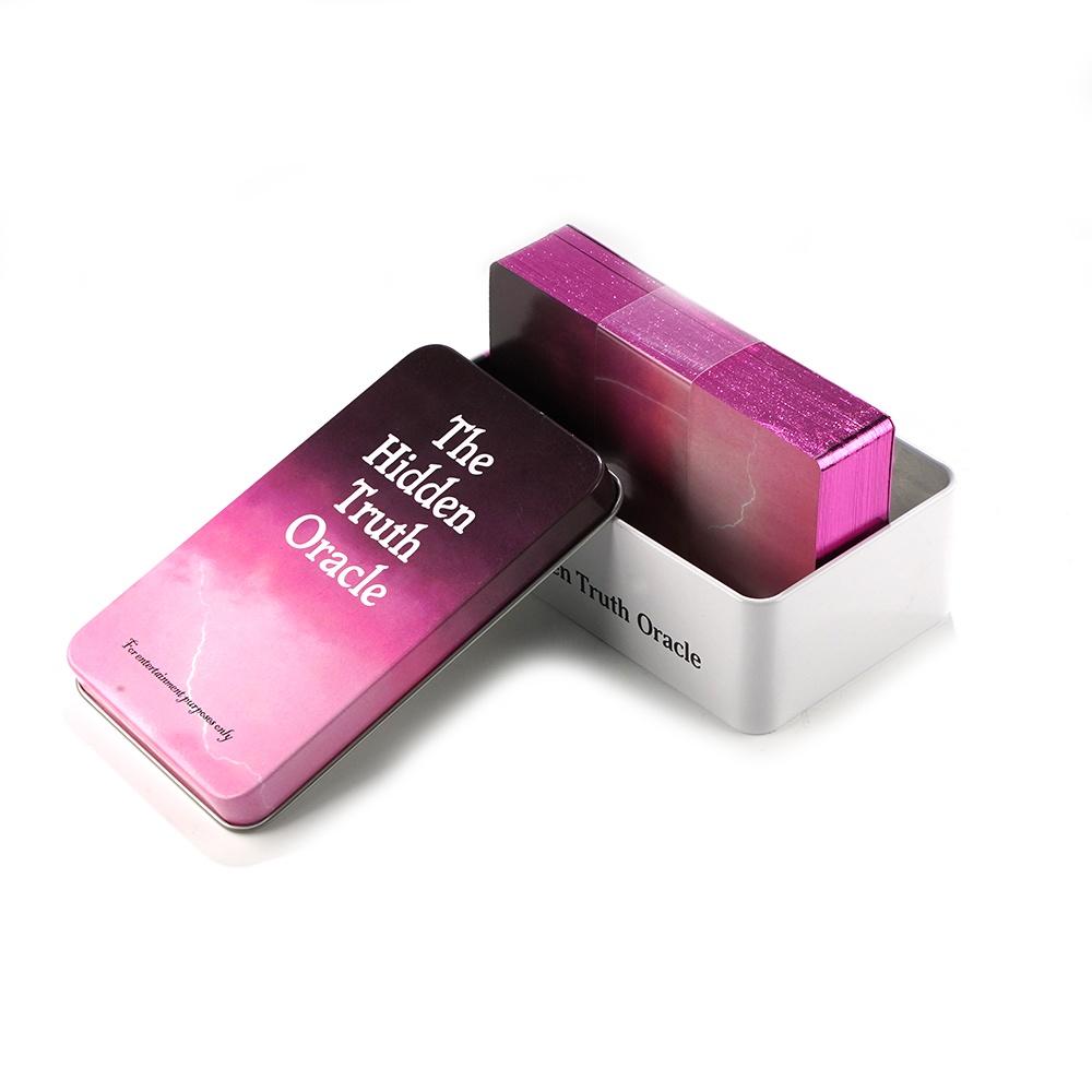 Карты Оракула «Скрытая истина» в жестяной металлической коробке. Колода Таро с ключевыми словами. Гадальные карты.